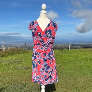 Tommy Bahama Red Blue Floral Rushed Short Sleeve Medium